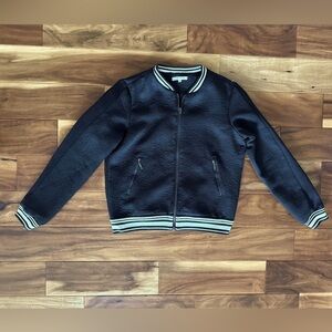 Willow & Clay Black Textured Bomber Jacket size Medium